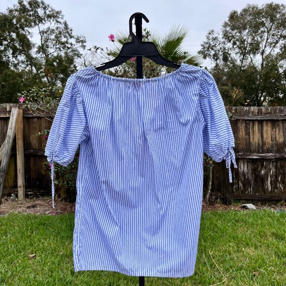 Tory Burch Ariana Blue Striped Cotton Top Size XS - Picture 4 of 8